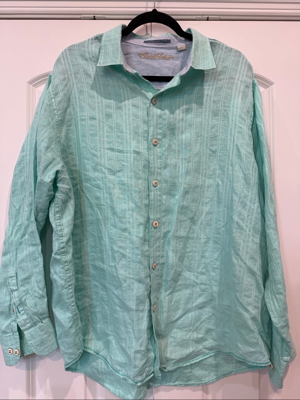 Caribbean Mint Green Linen Shirt